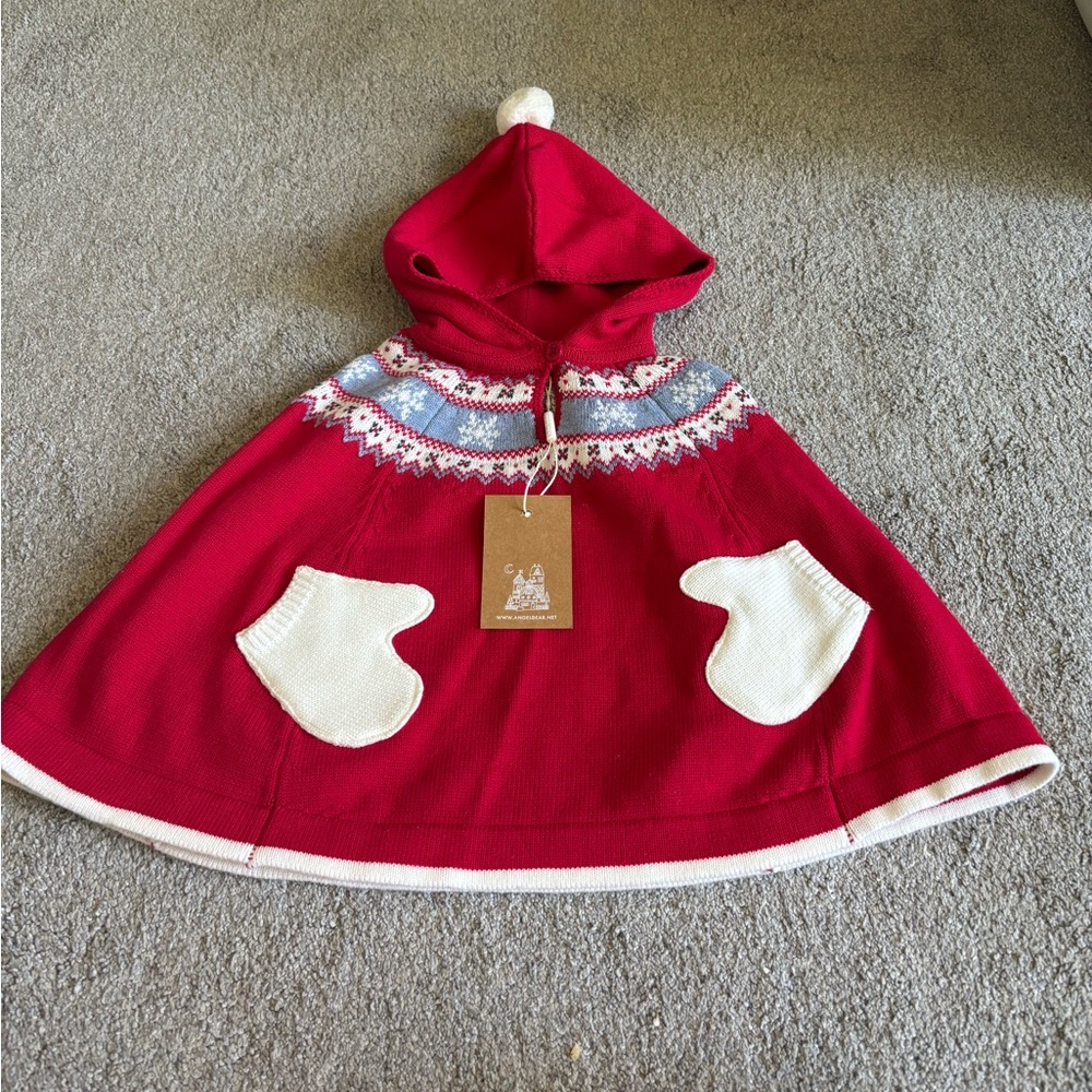 Angel Dear Christmas poncho, size 2t. NWT